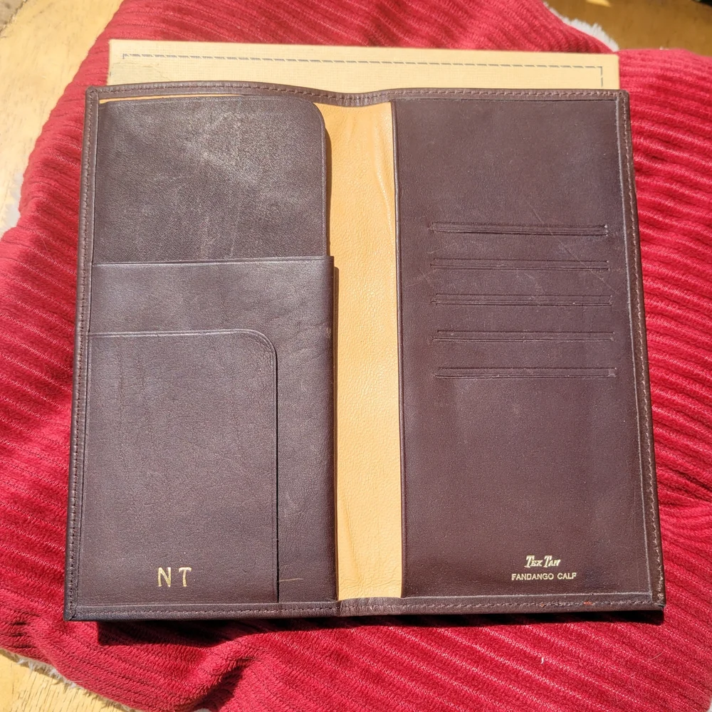 Vintage Tex Tan Fandango Calf Leather Secretary Wallet New With Wear. 7×4" - Picture 5 of 8